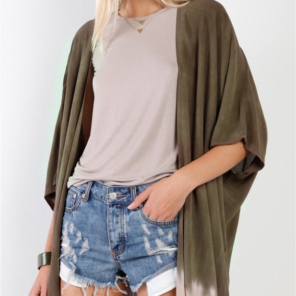 Tie-Dye Open Front Oversized Midi Kimono/Cover Up - Picture 4 of 4